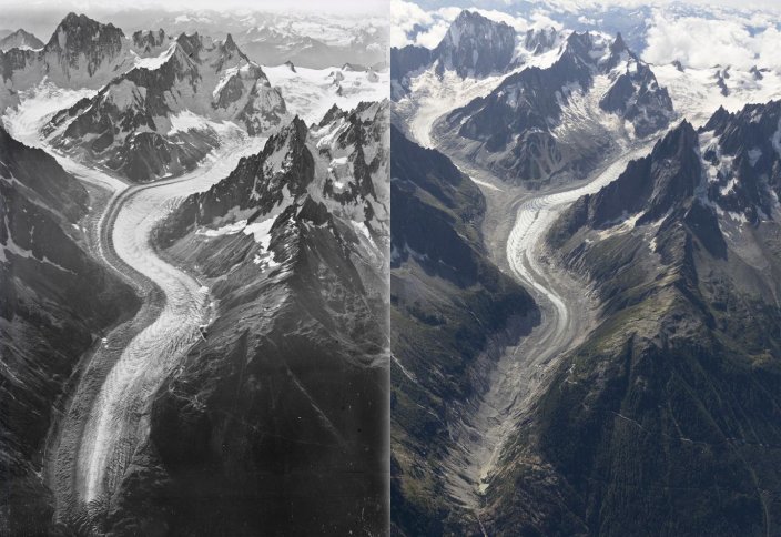 Снимки с разницей в сто лет показали катастрофу в Альпах (фото)