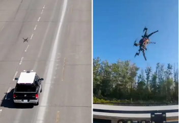 Cағатына 110 шақырым жылдамдықпен қозғалған автокөлік төбесіне дрон қонды (видео)