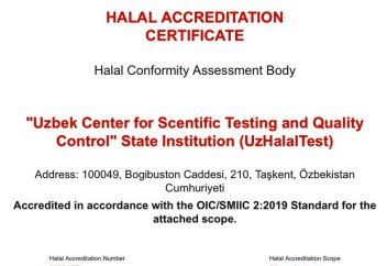 ӨЗБЕКСТАНДА АЛҒАШҚЫ ХАЛЫҚАРАЛЫҚ ХАЛАЛ СЕРТИФИКАТТАУ ОРТАЛЫҒЫ ҚҰРЫЛДЫ