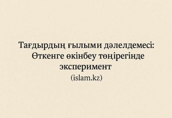 Тағдырдың ғылыми дәлелдемесі: Өткенге өкінбеу төңірегінде эксперимент