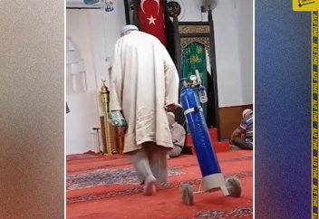 С кислородным баллоном в мечеть: мусульманин показал силу ислама
