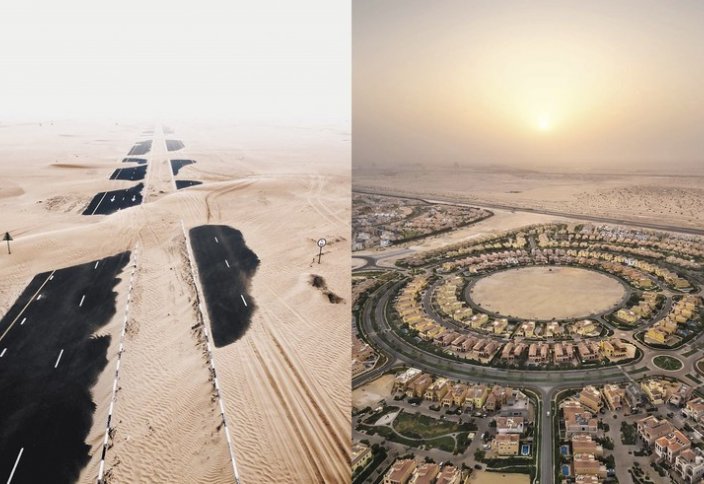 Как пустыня поглощает Арабские Эмираты (фото)