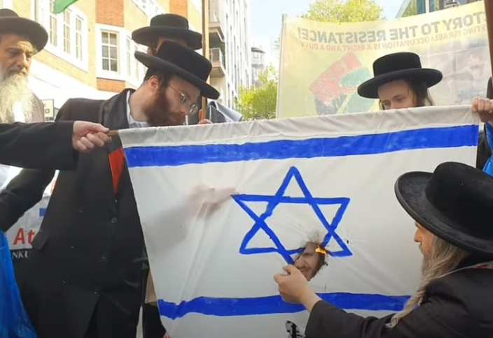 Евреи сожгли израильский флаг в знак поддержки Палестины (ВИДЕО)