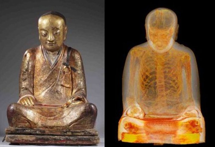Будда мүсінінің ішінен адам мумиясы шықты