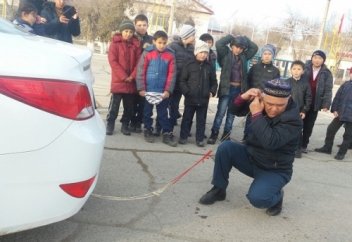 Құлағымен кір тасын көтеріп, көлік тартады (видео)