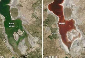 Иранда жасыл көл қызыл түске боялды (фото)