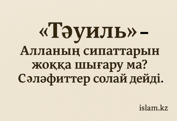 «Тә'уиль» Алланың сипаттарын жоққа шығару ма? Сәләфиттер солай дейді.