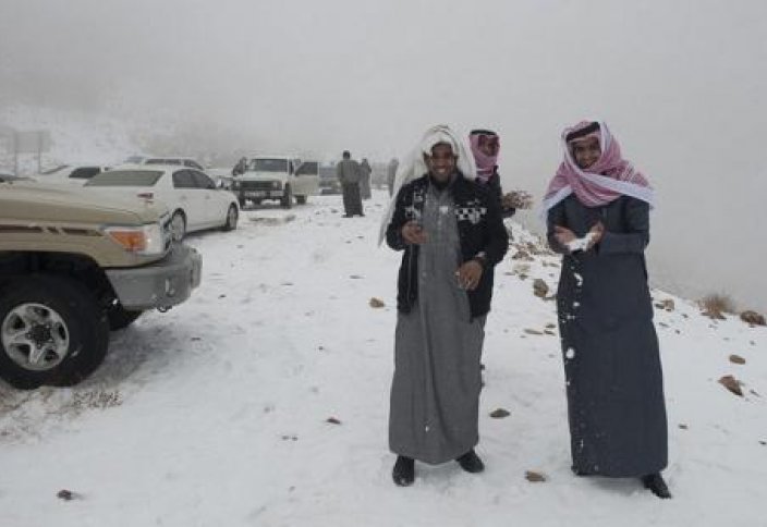 В Саудовской Аравии выпал снег