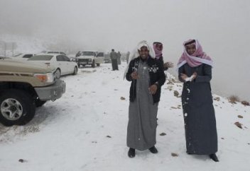 В Саудовской Аравии выпал снег