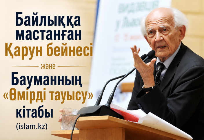 Байлыққа мастанған Қарун бейнесі және Бауманның «Өмірді тауысу» кітабы