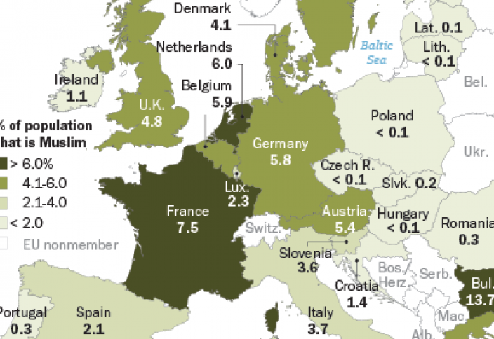 Ислам в европе карта