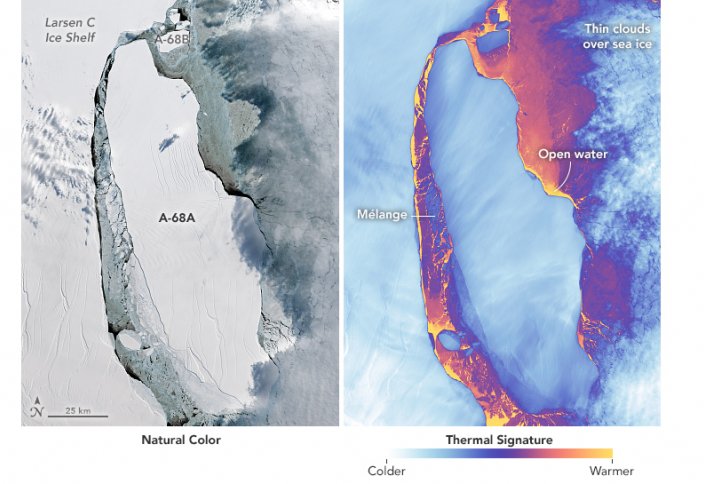 Спутники NASA получили первые фото гигантского айсберга размером в два раза больше Москвы (фото)