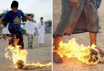 Индонезиялық медресе шәкірттерінің «отқа оранған» ойыны (фото+видео)